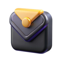 Poster - 3d render of a modern email icon with stylish black and gold color scheme
