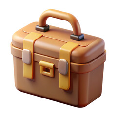 Poster - 3d render of a stylish brown and yellow toolbox on a black background