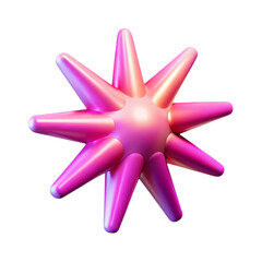 Poster - 3d render of a vibrant pink starburst shape with a glossy and smooth appearance on black