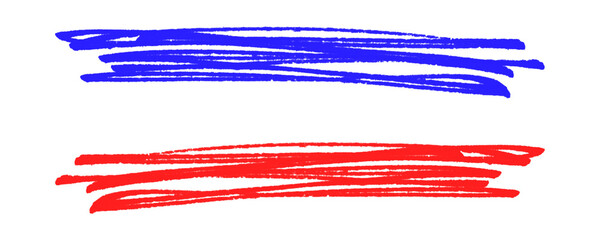 Poster - Blue and Red Color Pencil or Pen Sketches With Highlighter Line for Highlights Text Isolated on a Transparent or White Background