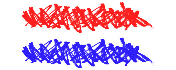 Poster - Red and Blue Color Highlighting Marker Pen Underlines With Wavy Sketch Strokes for Design Elements Isolated on a Transparent or White Background