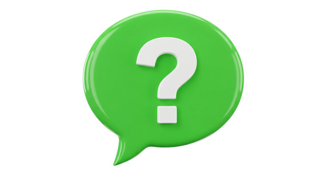 Question Mark Icon in Green Speech Bubble on Transparent Background
