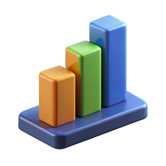 Poster - Colorful 3d bar chart showing growth and progress isolated on white background