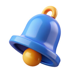 Aufkleber - Stylized blue notification bell with orange clapper isolated on white background