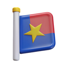 Aufkleber - Stylized 3d flag with a yellow star isolated on white background
