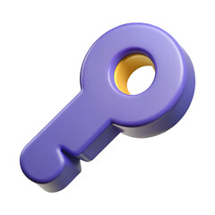 Aufkleber - Stylized 3d purple key with yellow opening isolated on white background