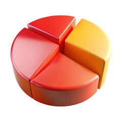 Poster - 3d rendered pie chart with four segments on a black background illustrating data analysis