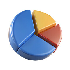 Poster - Colorful 3d pie chart segments isolated on white background