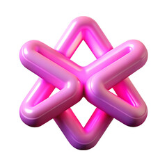 Poster - Abstract 3d render of intertwined geometric shapes in shades of pink on black background