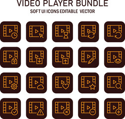 Poster - Diverse Collection of Video Player Interface Icons for Modern Applications and Platforms, Enhancing User Experience