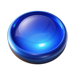 Poster - Glossy 3d blue button on black background digital render for web design