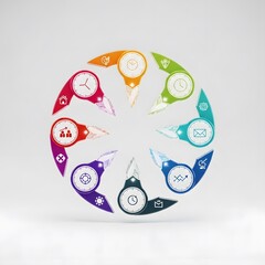 Poster - Colorful Circular Infographic With Clock Icons On White Background Representing Business Concept