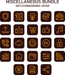 Poster - Diverse user interface icons with soft rounded corners for a clean aesthetic design vector symbols pack variety minimal