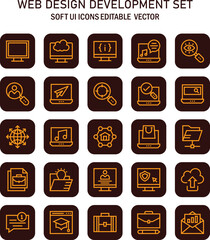 Aufkleber - Collection of soft user interface icons presenting web development process in a modern style showcasing design assets