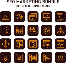 Poster - Comprehensive seo marketing icon set for digital optimization and strategic web development strategies