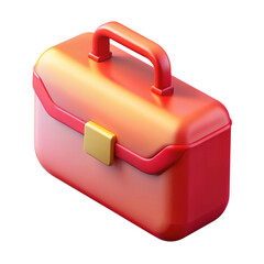 Poster - Isometric view of a vibrant red toolbox with a golden clasp against a black background