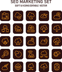Poster - Sophisticated digital strategies outlined with cloud based seo elements and marketing analytics icons for innovative