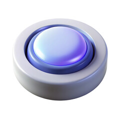 Poster - Realistic 3d render of a glossy white and blue push button on a black background
