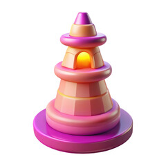 Poster - Stylized 3d render of a decorative fantasy lamp with gradient pink and orange colors