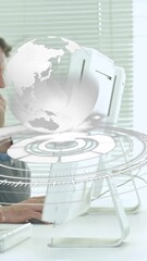 Poster - Animation of network of connections over diverse office workers wearing headsets