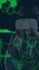Poster - Animation of scientific data processing over businessman wearing vr headset