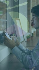 Poster - Animation of data processing over diverse business people in office