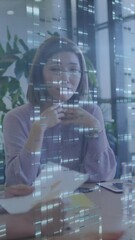 Poster - Animation of moving columns over diverse business people