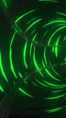 Poster - Animation of tunnel made of green lights moving fast on black background