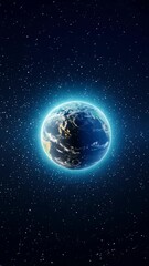 Wall Mural - a stunning video still of earth from space, captured from a high-angle view, showcasing a glowing at