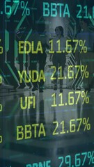 Poster - Animation of stock market over business people walking in office
