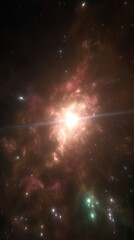 Wall Mural - Cosmic Nebula with Bright Central Star and Colorful Gaseous Clouds