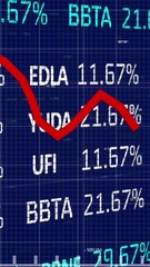 Poster - A red statistic line increasing on a digital display over a grey grid with numbers and markers