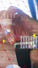Poster - Animation of financial data processing over businessman