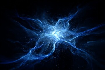 Wall Mural - Abstract Blue Energy Burst in Dark Space