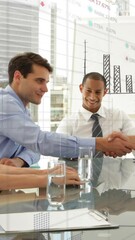 Poster - Animation of financial data processing over diverse business people