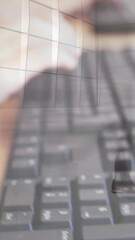 Poster - Animation of time-lapse of people walking over cropped hands of caucasian man typing on keyboard