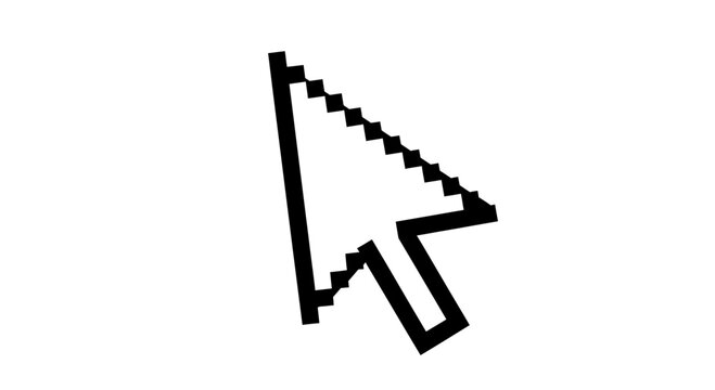 Isolated digital cursor icon, pointing to the upper left, pixelated design.