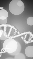 Poster - DNA strands and bokeh lights, scientific data processing animation
