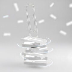 Poster - Stack Of White Blocks With Silver Paperclip Against White Background