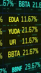Poster - Animating stock market data with percentages and ticker symbols on digital screen