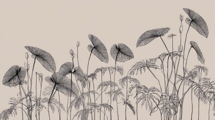 Elegant line art botanical illustration