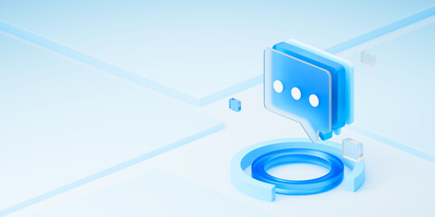 3D Chat Icon on Futuristic Podium