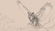 © falikh - Detailed grayscale illustration of a great horned owl