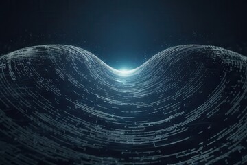 Aufkleber - Abstract wavy surface with white lines and a glowing point background