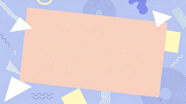 A pastel geometric background with a central frame provides space for text or graphic elements in a modern design.