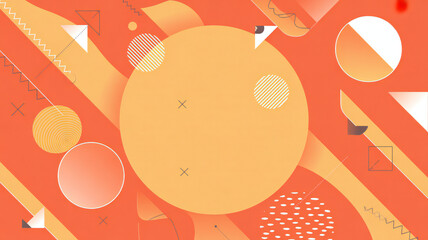 Aufkleber - An abstract backdrop with orange hues showcases dynamic triangles and circles, creating a vibrant and geometric design suited for modern layouts.