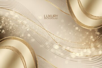 Aufkleber - Exquisite gilded elegance abstract with flowing lines and circle fragments