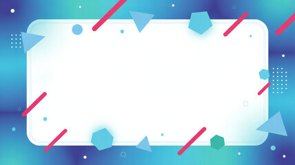 Aufkleber - Vibrant blue abstract background featuring geometric shapes and a central white frame perfect for adding text or designs.