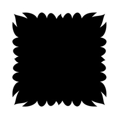 Poster - Abstract Black Shape with Lobed and Pointed Edges Resembling Floral Frame