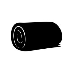 Poster - Stylized rolled up black mat illustration with white outline in a vector style